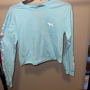Blue Long sleeve crop T-shirt